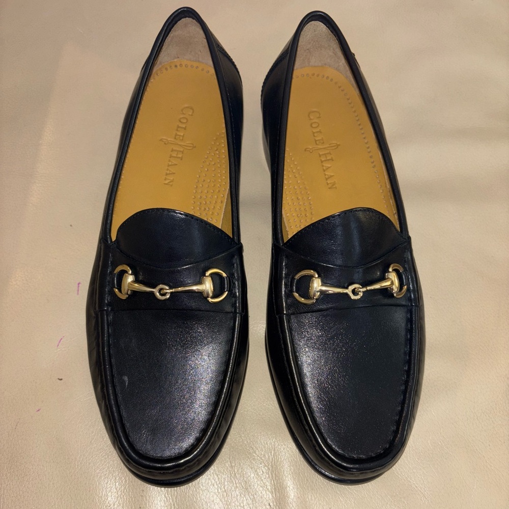 MCole Haan Black Loafers with Gold Detailing - Men’s